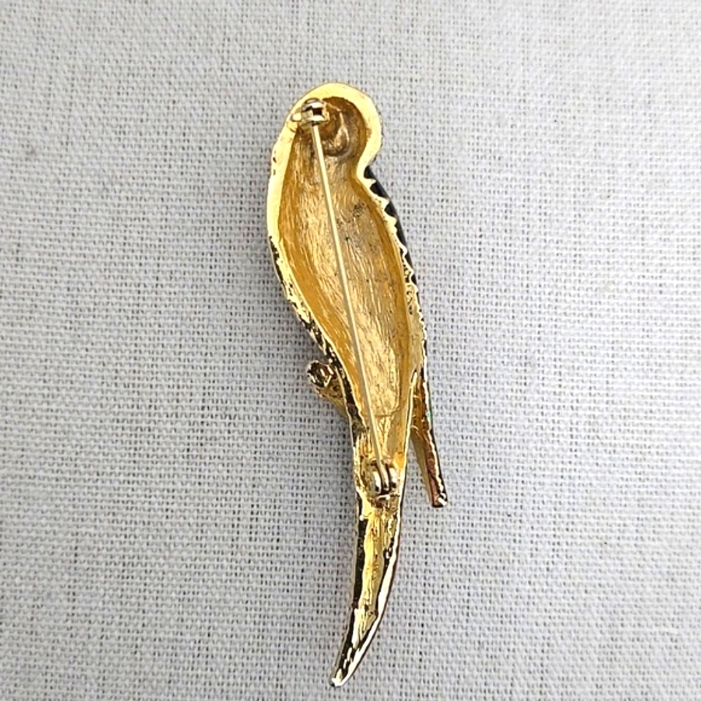 Enamel & Rhinestone Parrot Brooch - Picture 6 of 6